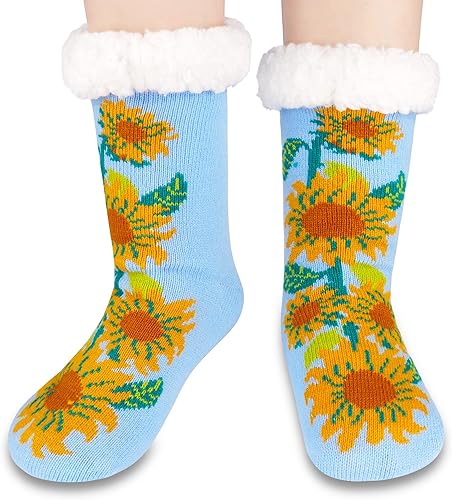 Jeasona Womens Fuzzy Slipper Socks with Grippers Gifts for Women Warm Cozy