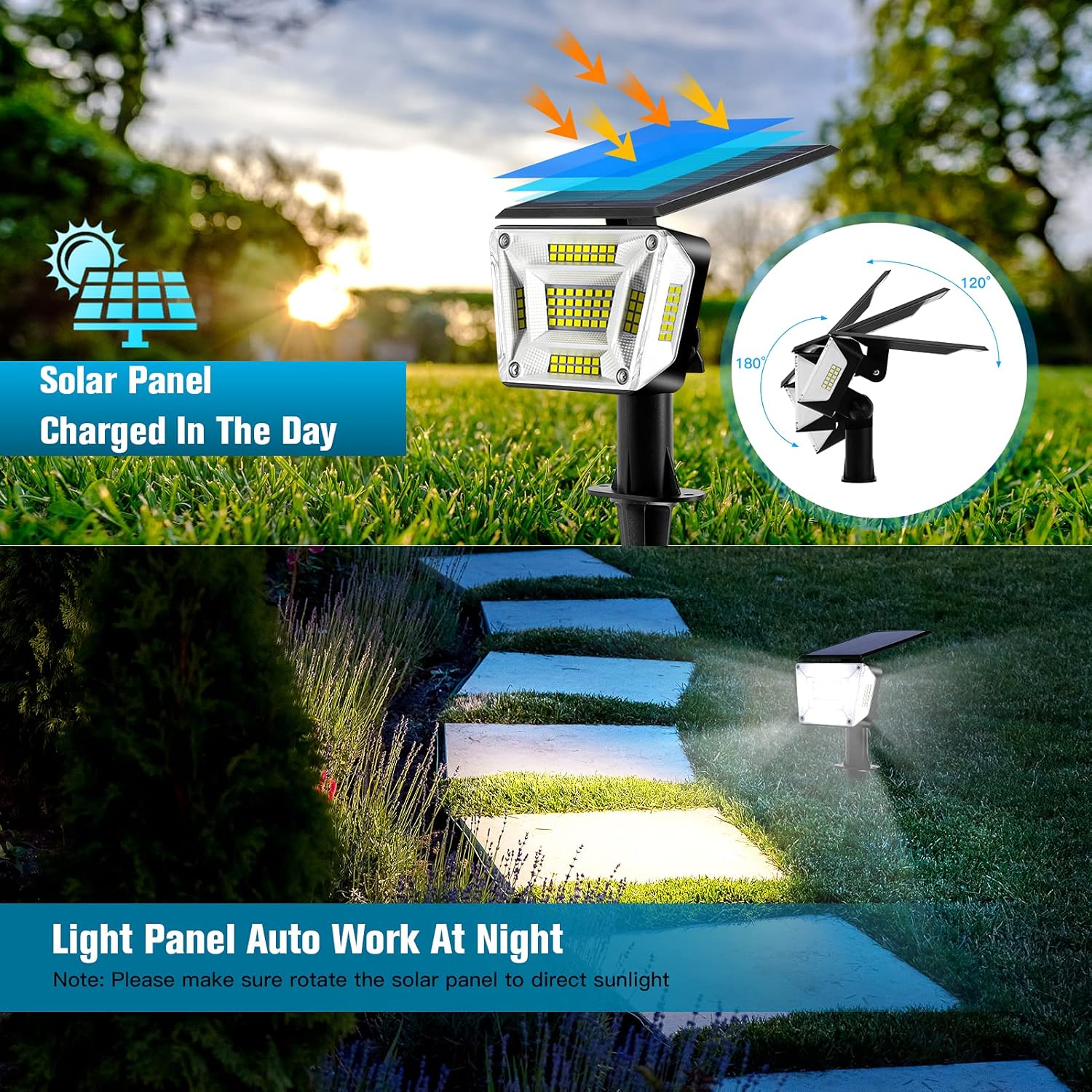 Best Cyber Deals 🔥 Solar Spot Lights Outdoor, OKYUK 96 LEDs Solar Landscape Spotlights Adjustable, IP65 Waterproof Solar Powered Garden Lights 2-in-1 for Yard Wall Driveway Porch Walkway Pool Patio 4Pack