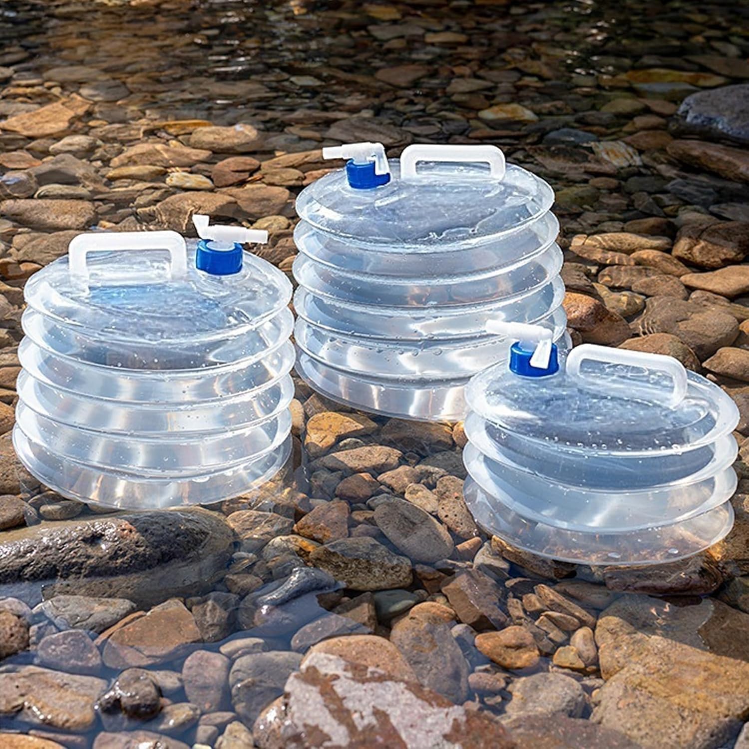 XiXiYang Foldable Water Container Bucket with Adjustable Tap - Durable, Portable,Water Storage and Versatile Water Bottle Carrier for Camping Equipment Hiking Fishing Climbing Travel Outdoor Use (10L)