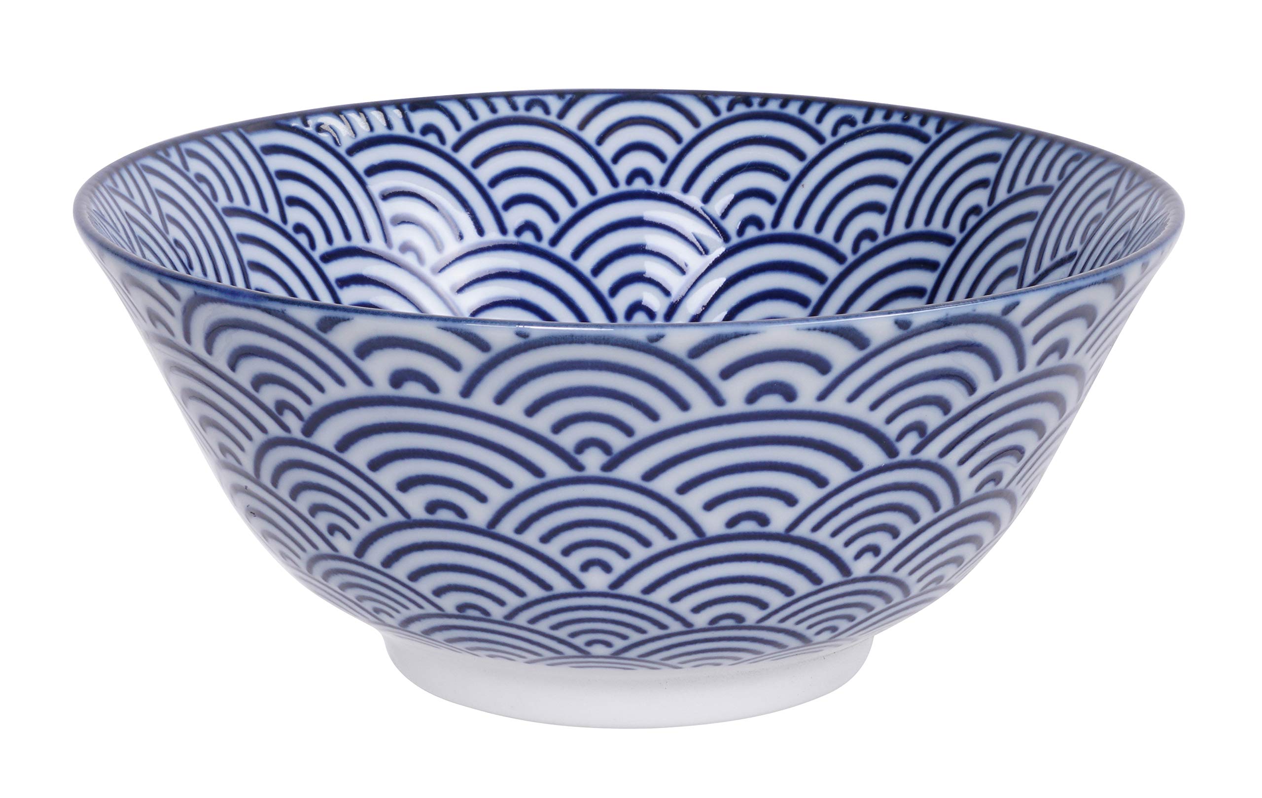 TOKYO design studio Nippon Blue 4-er Schalen-Set blau-weiß, Ø 15 cm, ca. 500 ml, asiatisches Porzellan, Japanisches Design mit blauen Mustern, inkl. Geschenk-Verpackung
