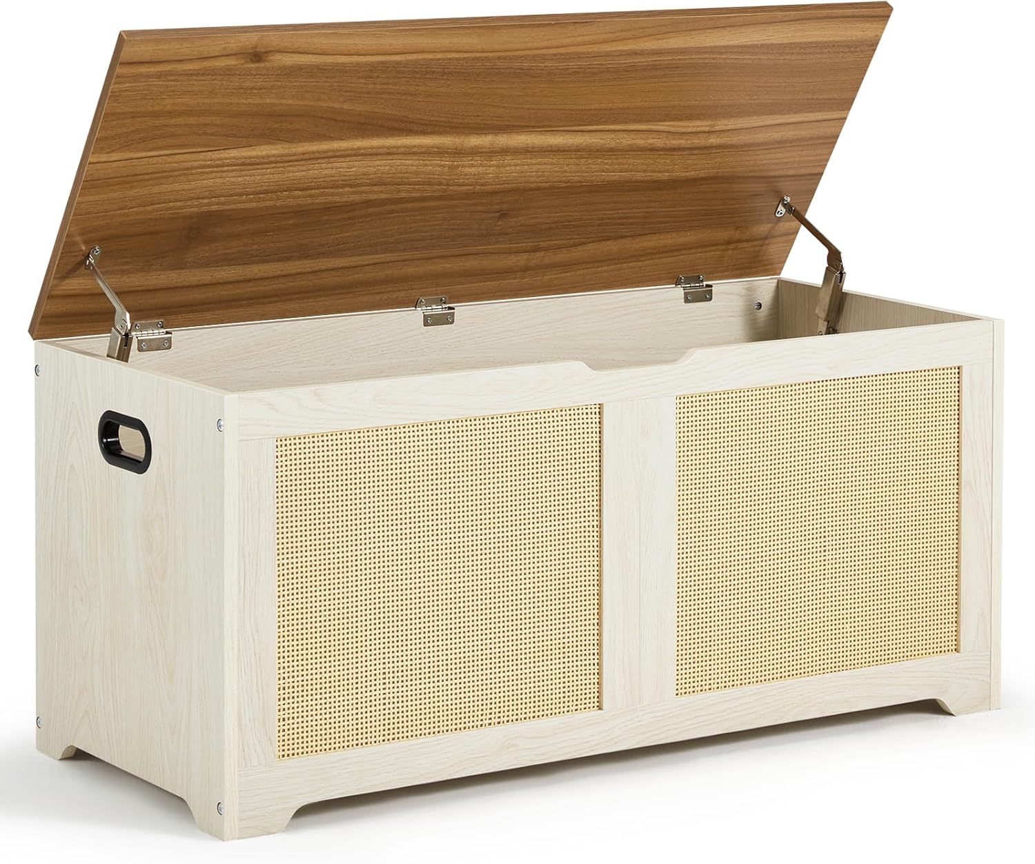 EROMMY 39.4" Storage Chest, Toy Box with 2 Safety Hinges, Rattan Storage Bench, Shoe Bench, Supports 300 lb, for Entryway, Bedroom, Living Room