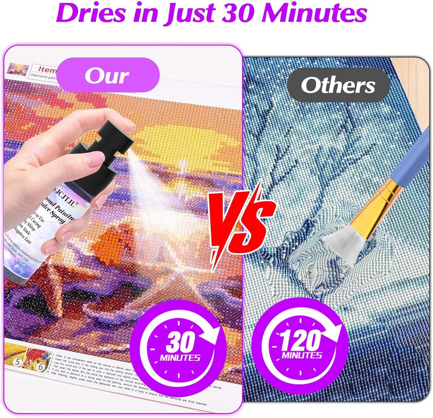 Upgraded Diamond Painting Sealer Spray - 30 Minutes Quick Dry Diamond Art Sealer Glue, Keep Diamond Art Fixed and Shiny, Diamond Art Accessories and Tools, Easy to Use, No Brush Needed (1 Pack)