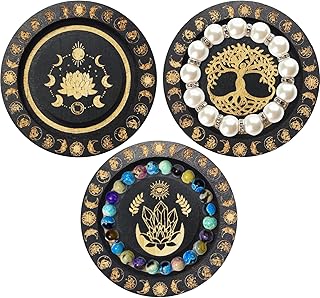 3 Pcs Bracelet Bead Boards for Jewelry Making, Wooden Bracelet Display Tray, Beading Bracelet Display Jewelry Organizer for Beaded Bracelets, Round Bead Tray Supplies