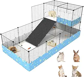 Gaiolas de porquinho-da-índia de 2 andares com lona, gaiola grande C&C para coelhinho, cachorrinho, animal pequeno, cercadinho para exercícios, 25 painéis