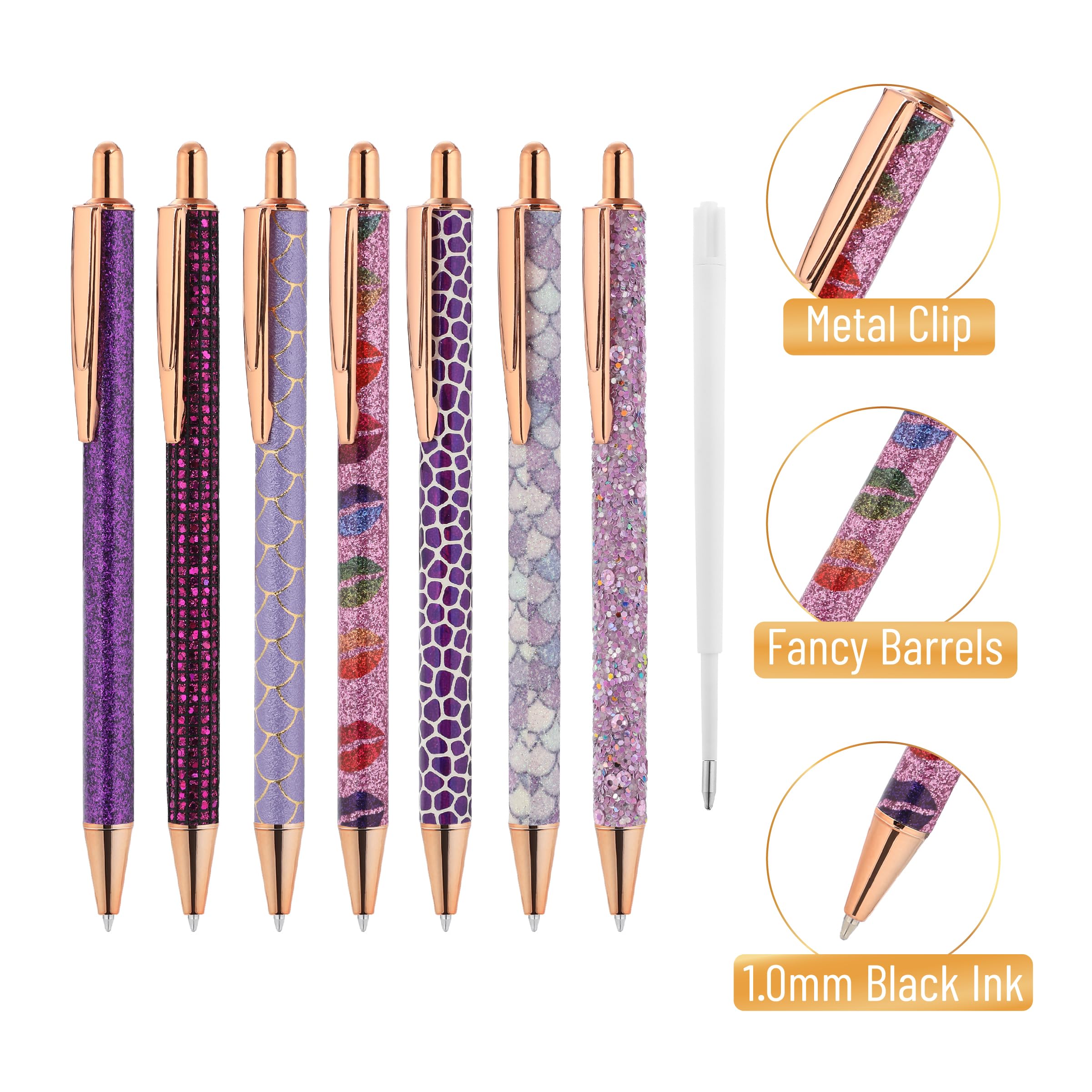 Mr Pen- Fancy Pens for Women 7 Black Ink Ballpoint Pens with 10 Refills 1 0mm Elegant in — view 3