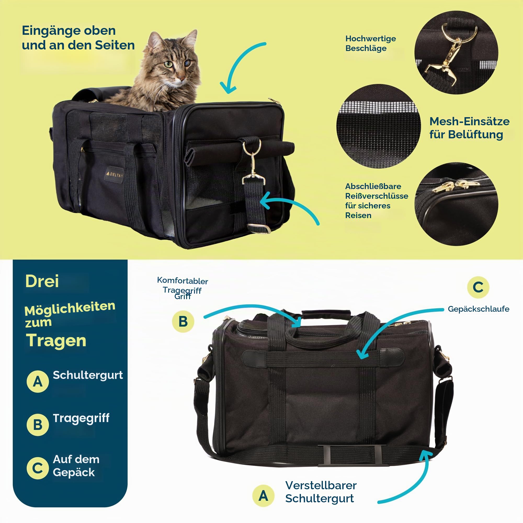 Sherpa Tragetasche für Haustiere, Schwarz