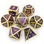 Haxtec D&D Metal Dice Set Gold Purple DND Dice Compatible with Dungeons and Dragons Gifts RPG Roleplaying Dice