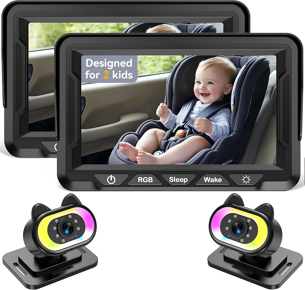 Wkzay Baby Car Camera 2-Pack – HD 1080P, 150° Wide Angle, Night Vision, Adjustable LED Light, Easy Installation, Infant Safety, Rear Seat Monitoring for Car Travel | 150° Wide Angle, Night Vision, Adjustable LED Light, Easy Installation, Infant Safety, Rear Seat Monitoring for Car Travel
