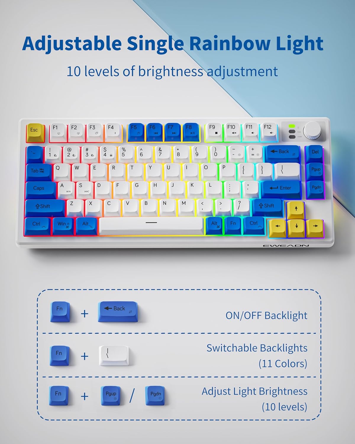 EWEADN V75 Keyboard connected to multiple devices via Bluetooth and 2.4GHz