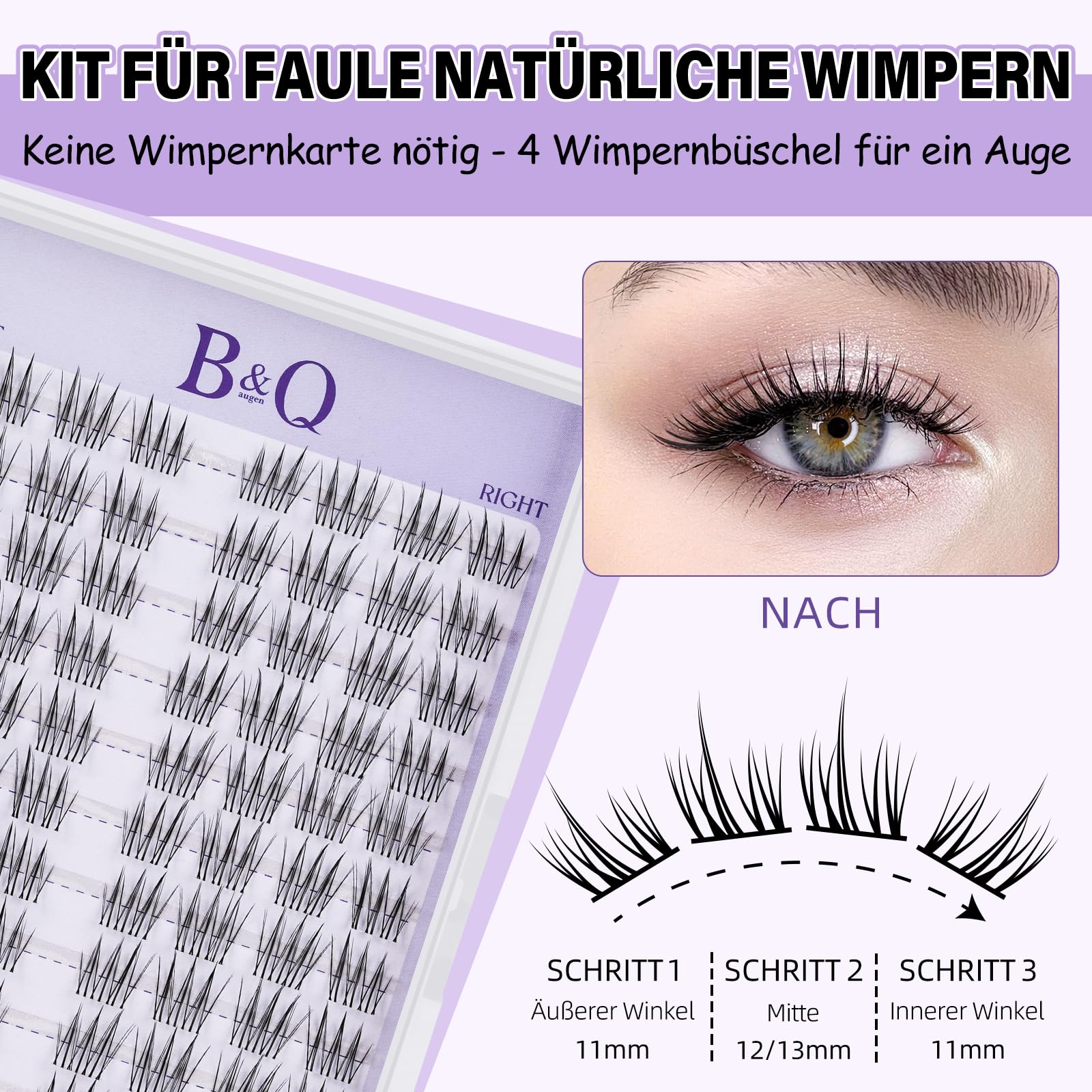 B&Q 10 Paar Natürliche Wimpern Wie Bei Wmipern Mit Unsichtbare Band Keine Lash Map Erforderlich! Wimpernverlängerungsset Mit Wimpernkleber Und Pinzette Für Neueinsteiger (idol)