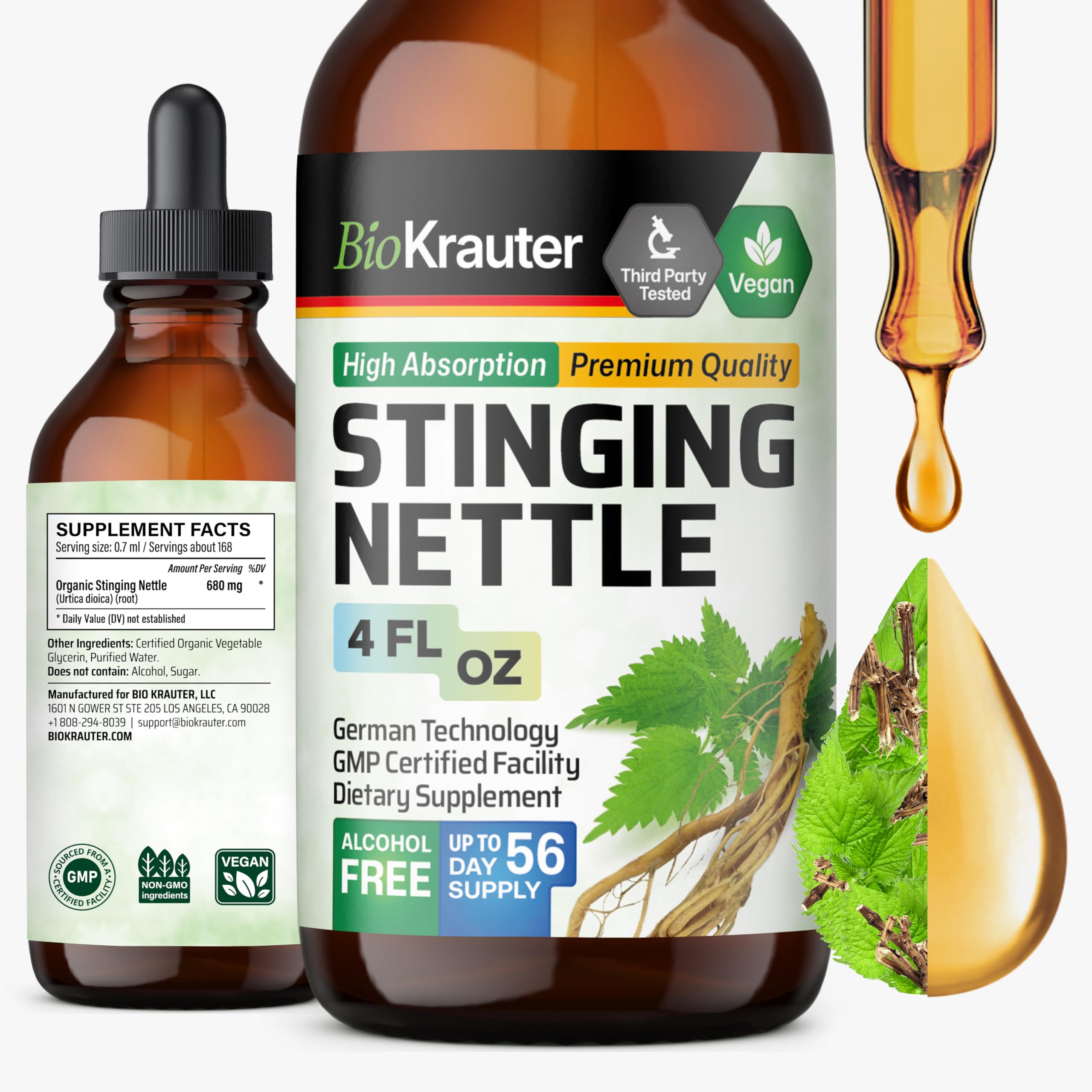 MAUWE HERBS Stinging Nettle Root Extract Tincture - Organic Nettle Root Liquid Supplement (4 Fl Oz (Pack of 1))