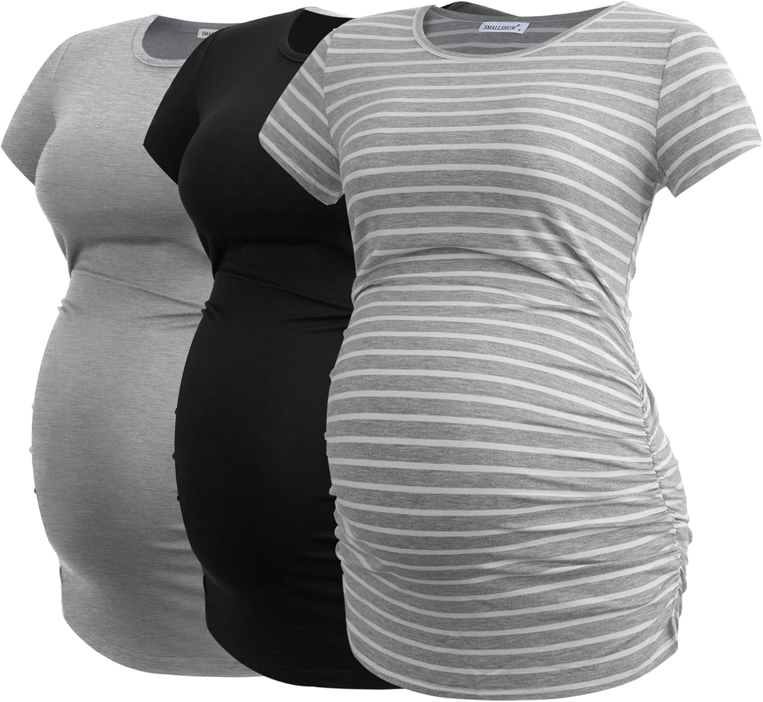 Smallshow Women's Maternity Tops Side Ruched Tunic T-Shirt Pregnancy Clothes