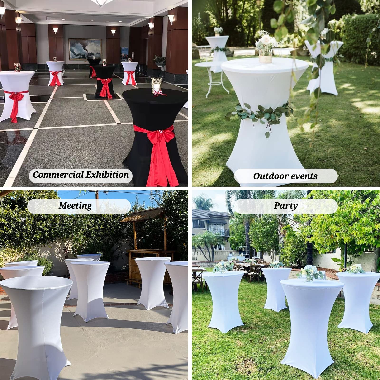 iEventStar Stretch statafelhoezen, elastaan, statafelhoezen, bartafel, bruiloft, versterking in de voetzone, rond, tafelkleed voor bistrotafel, cocktailfeest (donkergroen, set van 5 - 80-85 cm