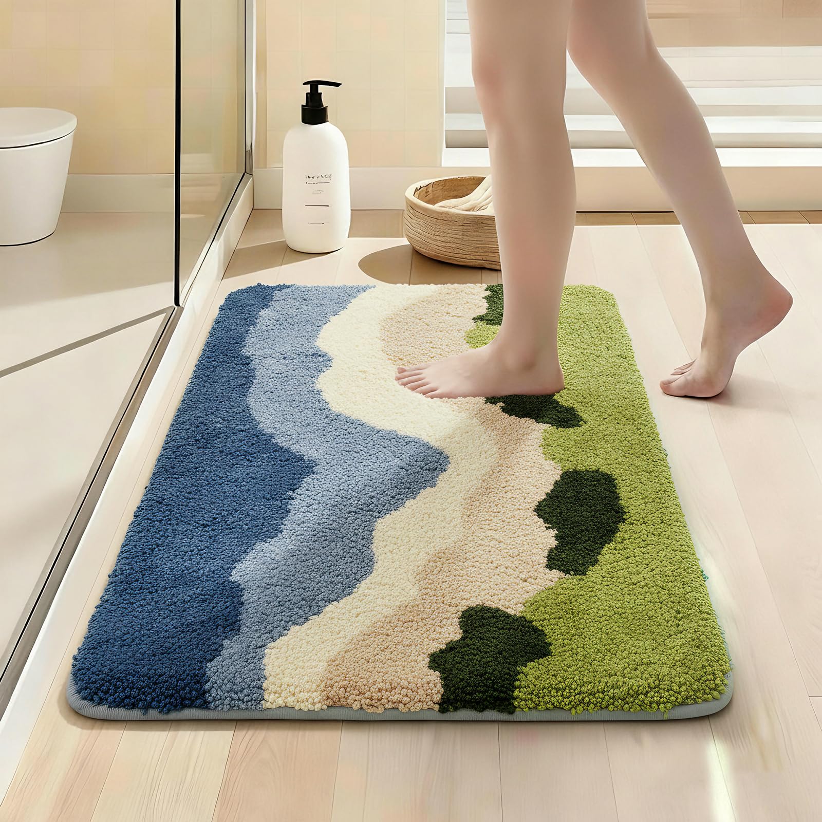 Bath Mat Non-Slip Super Absorbent Rug Dirt Trapper Machine Washable Mat Soft and Plush mats for Kitchen Bathroom