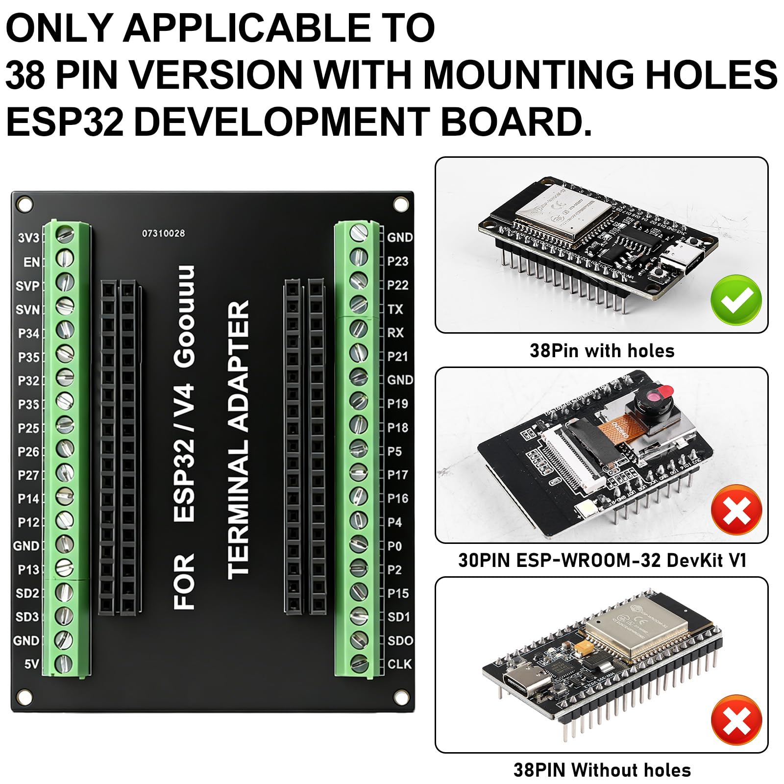 5 sztuk GPIO Breakout Board do płyty rozszerzającej ESP32-38-PIN 25 mm, płyta rozwojowa kompatybilna z modułem ESP-WROOM-32