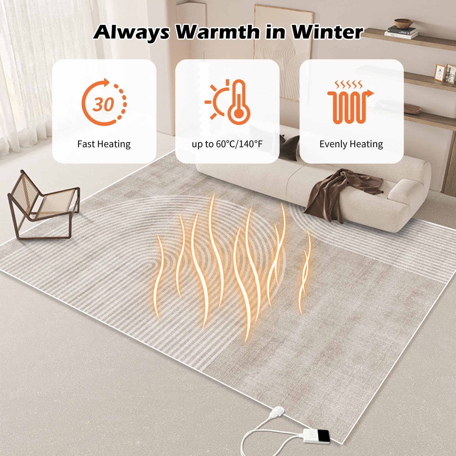 Amazon.com: NujorWarm Graphene Electric Heating Carpet Soft Plush