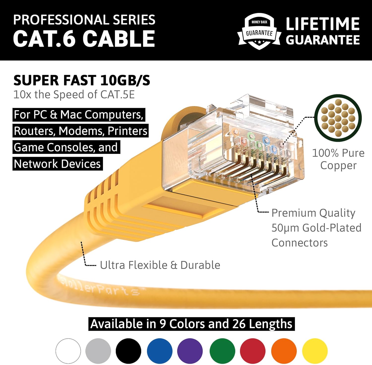 🔥 InstallerParts (100 Pack) Ethernet Cable CAT6 Cable UTP Booted 0.5 FT - Yellow - Professional Series - 10Gigabit/Sec Network/High Speed Internet Cable, 550MHZ Get Cheap Price InstallerParts (100 Pack) Ethernet Cable CAT6 Cable UTP Booted 0.5 FT - Yellow - Professional Series - 10Gigabit/Sec Network/High Speed Internet Cable, 550MHZ
