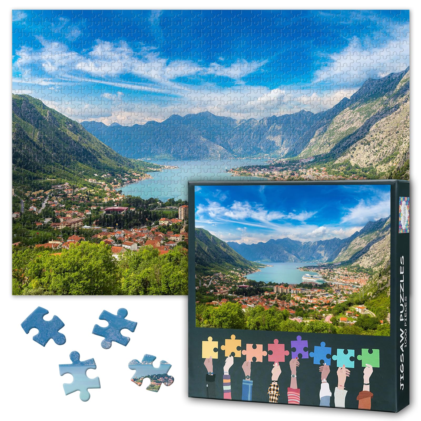 Puzzles for Adults Kotor City Skyline - Challenging Jigsaw Puzzles for Adults, Natural Landscape Puzzle Difficult (27.5"x19.7"), Family Game Night Activity & Modern Home Wall Decor Gift — image 1