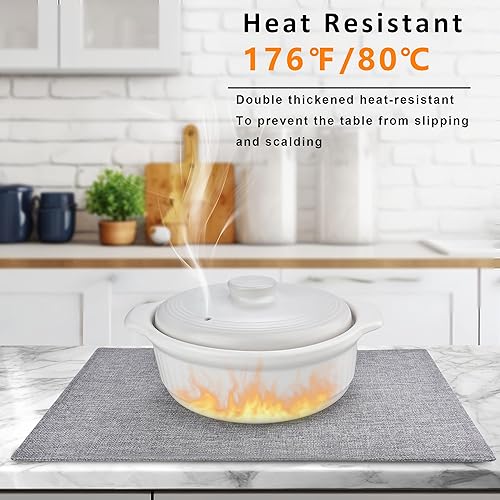 Miniatura 2 de SLKQG Juego de 8 manteles individuales de tela de lino con doble grosor, fáciles de limpiar, lavables a máquina, resistentes al calor,