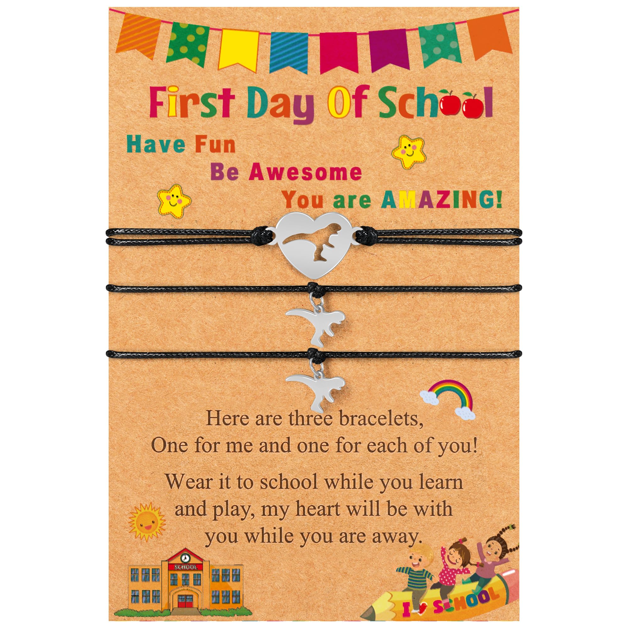 EOBOH First Day of School Bracelet Mommy and Me, Prek Matching Wish Bracelets Set, Adjustable Bracelet for Boys Girls Gifts Stuff Bulk
