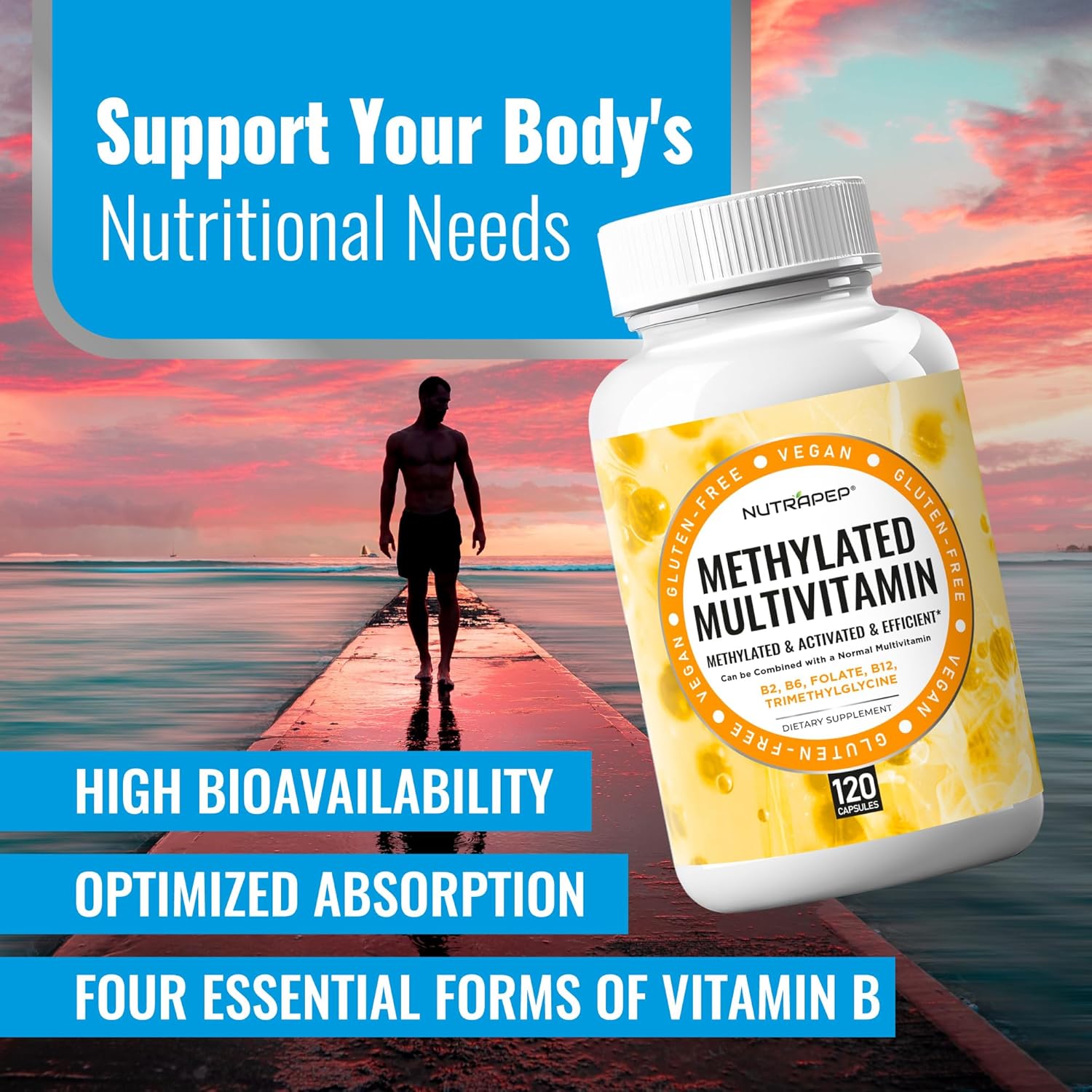 Methylated Multivitamin for Men Women - 5-MTHF Riboflavin Vitamin B2 B6 B12 B Complex Trimethylglycine Methyl Folate L Methylfolate Capsules Supplement - Image 3