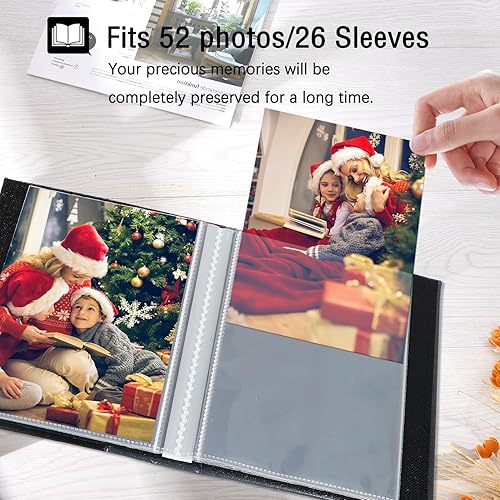 Miniatura 4 de Artmag Álbum de fotos pequeño de 4 x 6 pulgadas, paquete de 2 unidades, cada paquete con 26 páginas transparentes tiene capacidad para 52 fotos