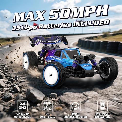 Miniatura 9 de Camiones RC sin escobillas 114 para adultos, camión todo terreno impermeable de 50 mph 4WD y sistema de carga rápida de 20 W con control remoto de
