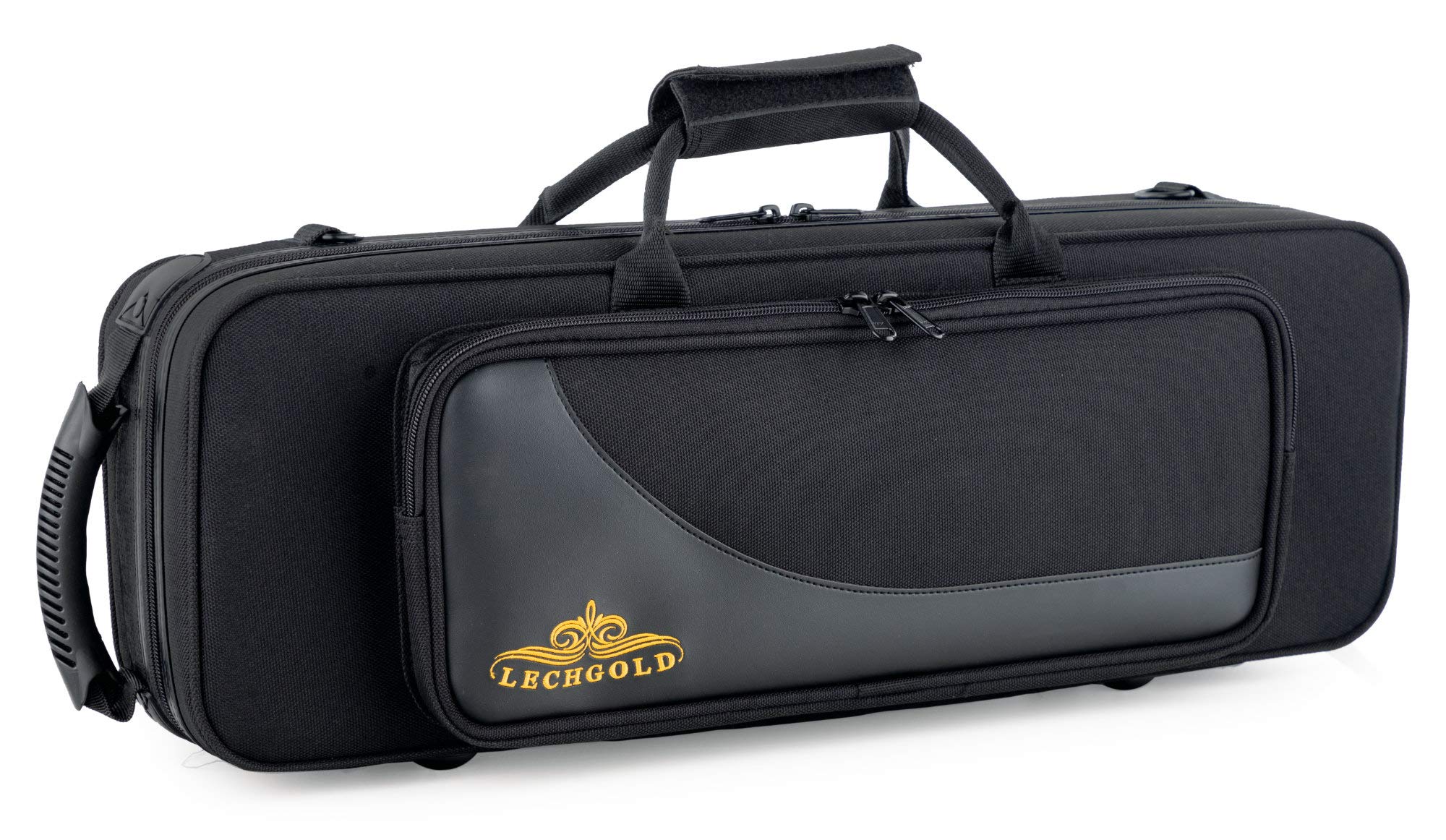 Étui Léger Lechgold pour Saxophone Soprano Droit - Lightcase pour saxophones soprano droits avec bec en S fixé - Poche extérieure - Harnais sac à dos - Compartiments séparés pour accessoires - Noir