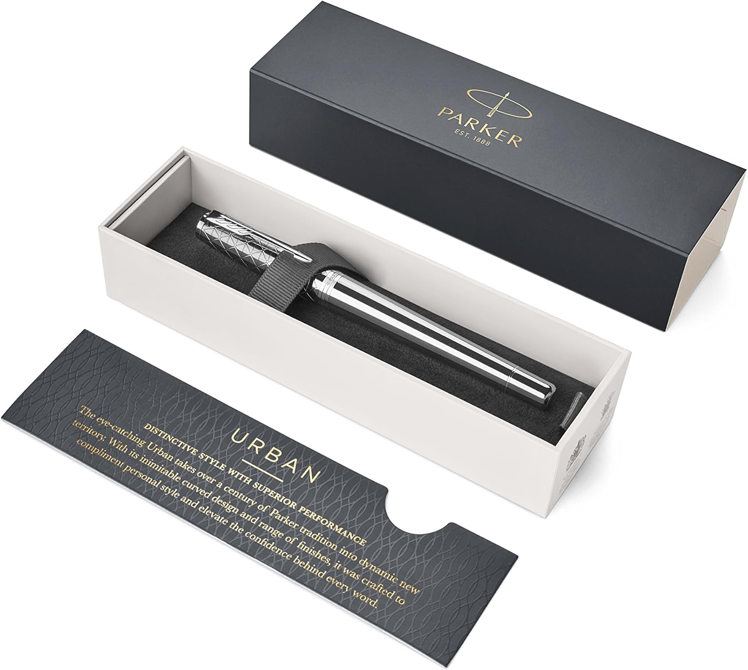 PARKER Urban Rollerball Pen, Premium Silvered Powder with Fine Point Black Ink Refill (1931586)