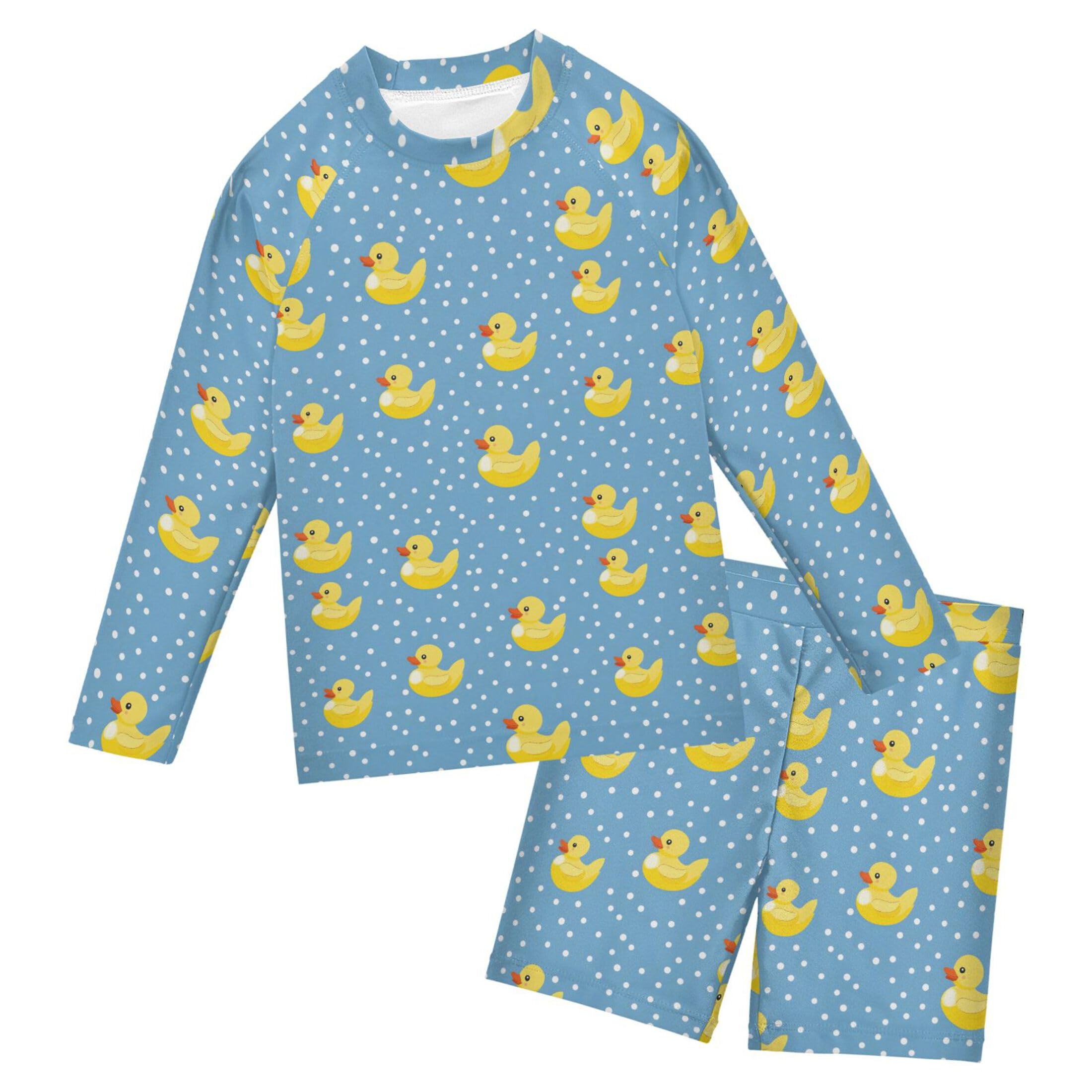 Little Yellow Duck Cute Toddler and Baby Boys' 2-Piece Swimsuit Trunk, Long Sleeve Rashguard Bathing Suit B0403598