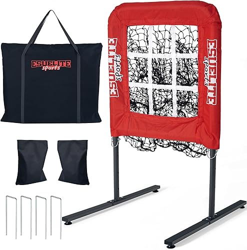 Red de Lanzamiento de 9 Agujeros con Zona de Golpeo, Objetivo de Lanzamiento de Béisbol, Red de Lanzamiento de Sóftbol, Equipo Portátil de