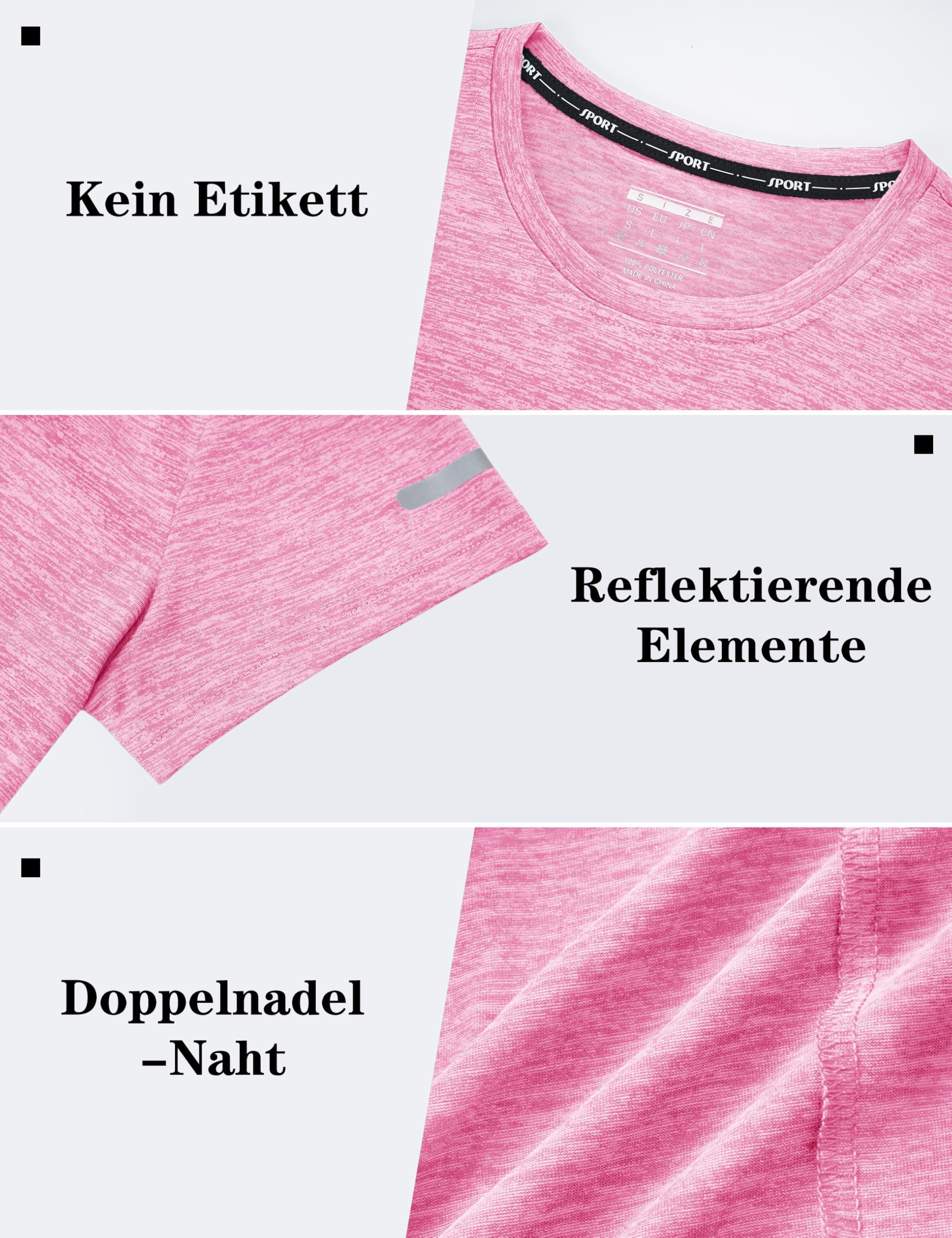 KEFITEVD Camiseta de Running para Mujer Camiseta de Senderismo para Mujer Camiseta de Yoga de Poliéster para Niña con Cuello Redondo
