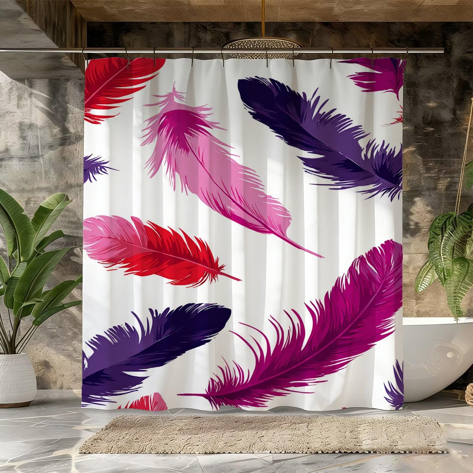 Prosta zasłona prysznicowa 200 x 220 cm, wodoodporna, szybkoschnąca, nadająca się do prania, tkanina poliestrowa, bardzo długa, obciążona obszycie z 12 haczykami, dekoracja łazienki, prezent dla