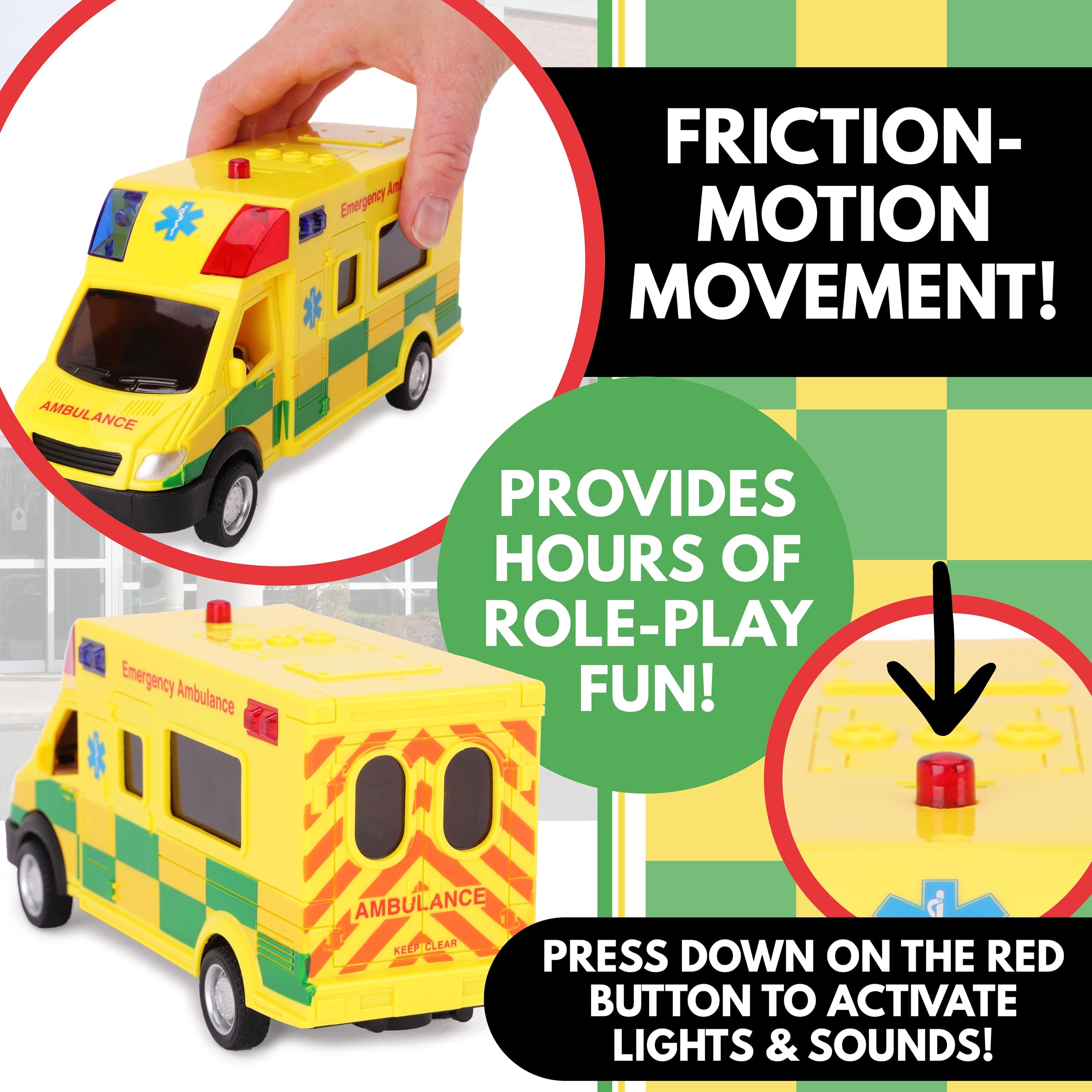 Toyland® Ambulancia - Juguete de emergencia con luz y sonido, escala 1:40, vehículo de juego, a partir de 3 años