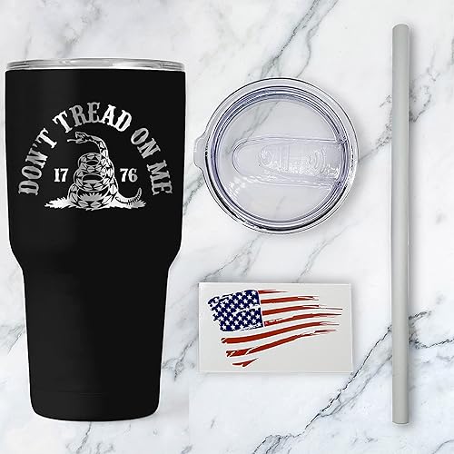 Miniatura 2 de Gadsden Flag Don't Tread on Me - Vaso patriótico de 30 onzas, taza de viaje con la bandera estadounidense, taza de café patriótica, vaso con doble