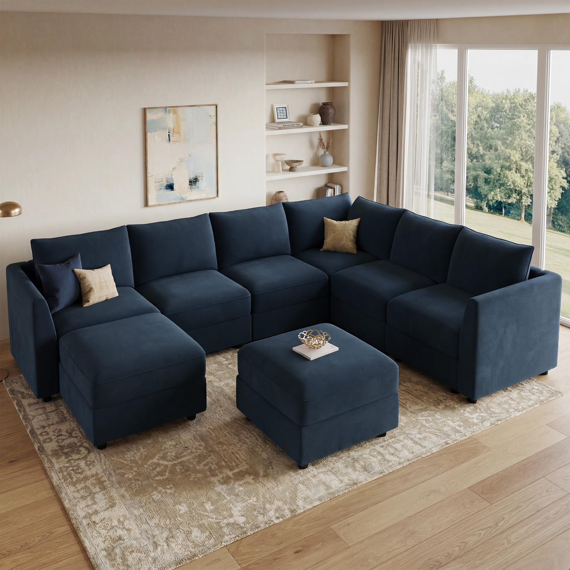 HONBAY Oversized Velvet Sectional