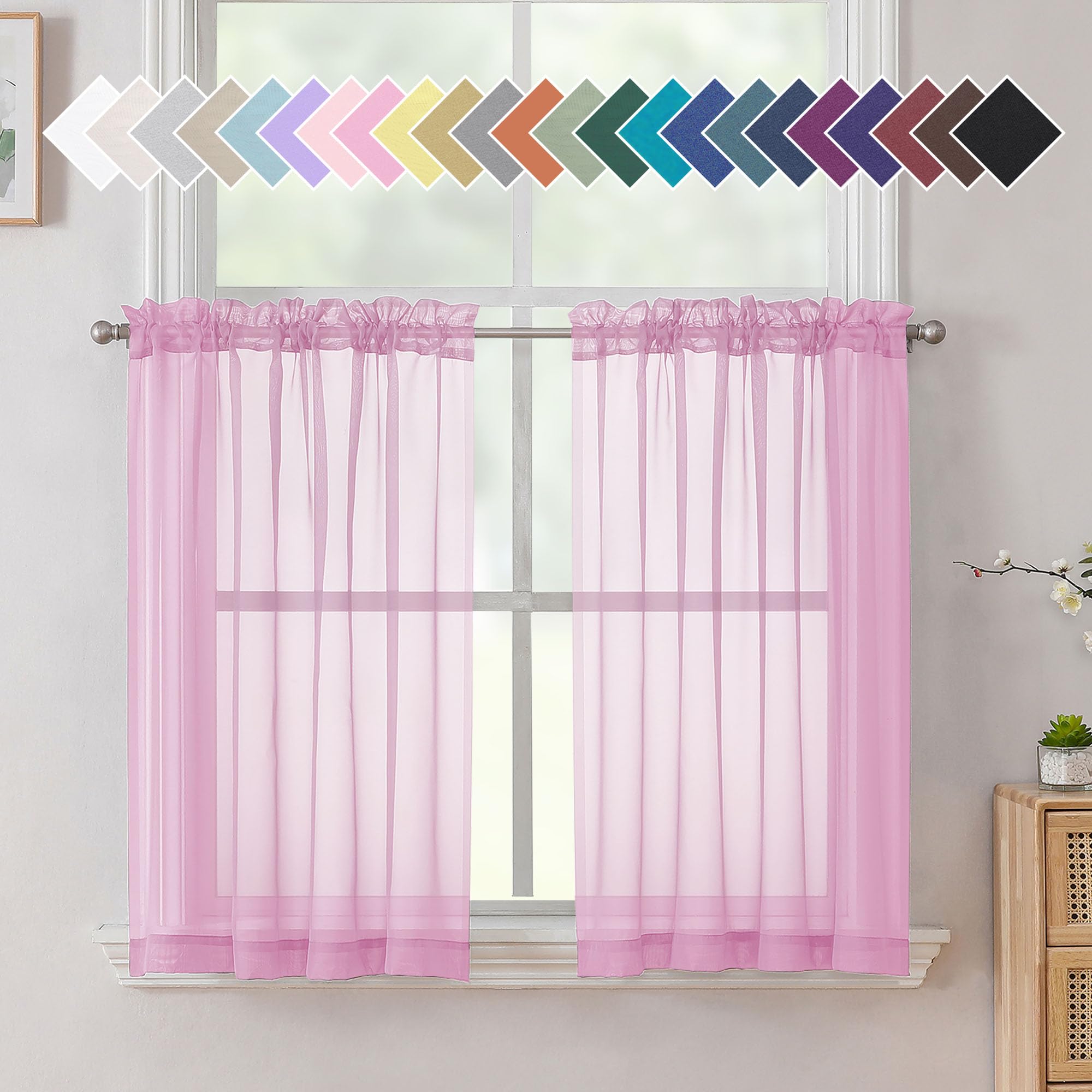 Aiyufeng Pink Short Curtains for Bathroom — image 1