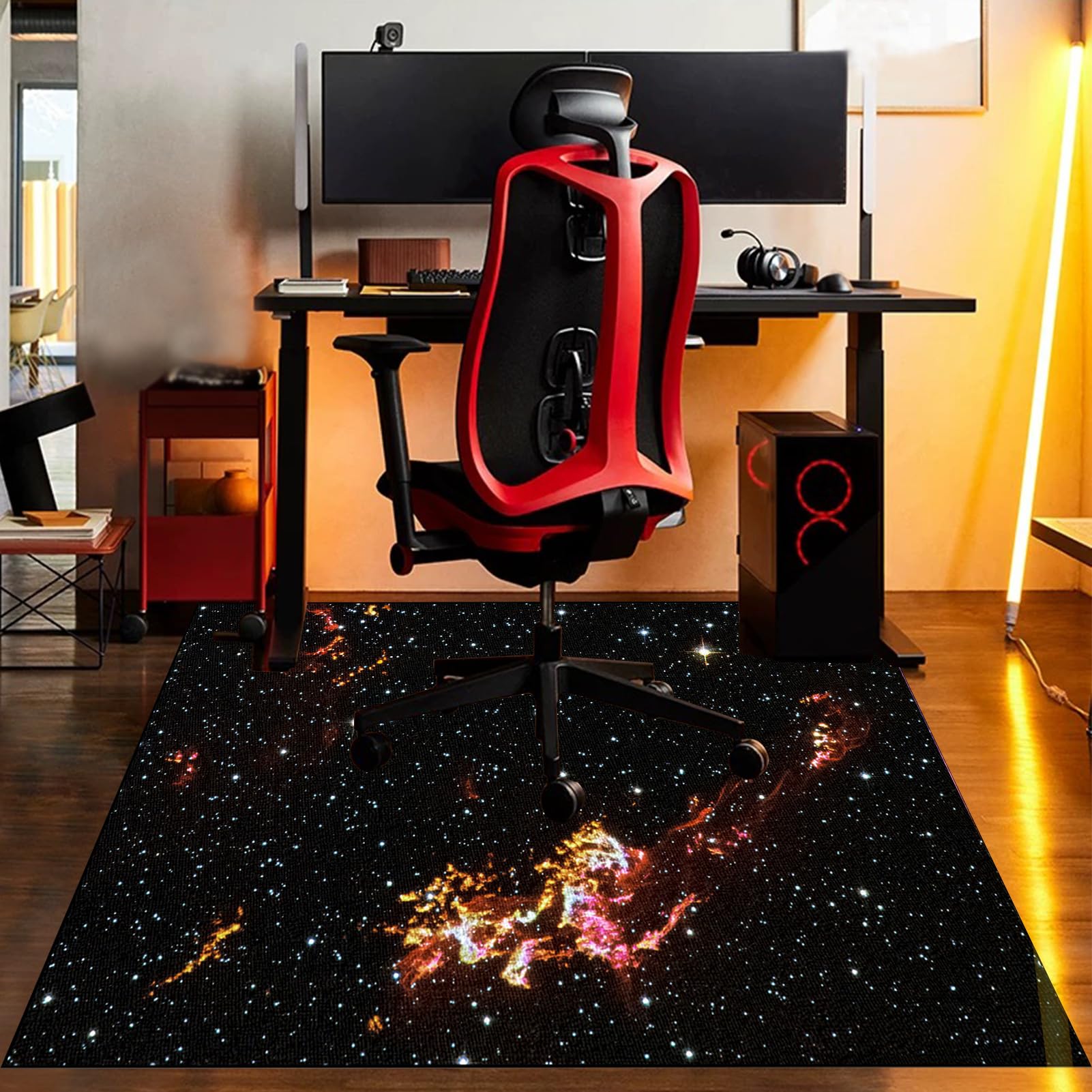 Dywan do gier podłoga, antypoślizgowa mata na krzesło biurkowe, ochrona podłogi biurowej, mata podłogowa do parkietu i płytki 160 x 180 cm