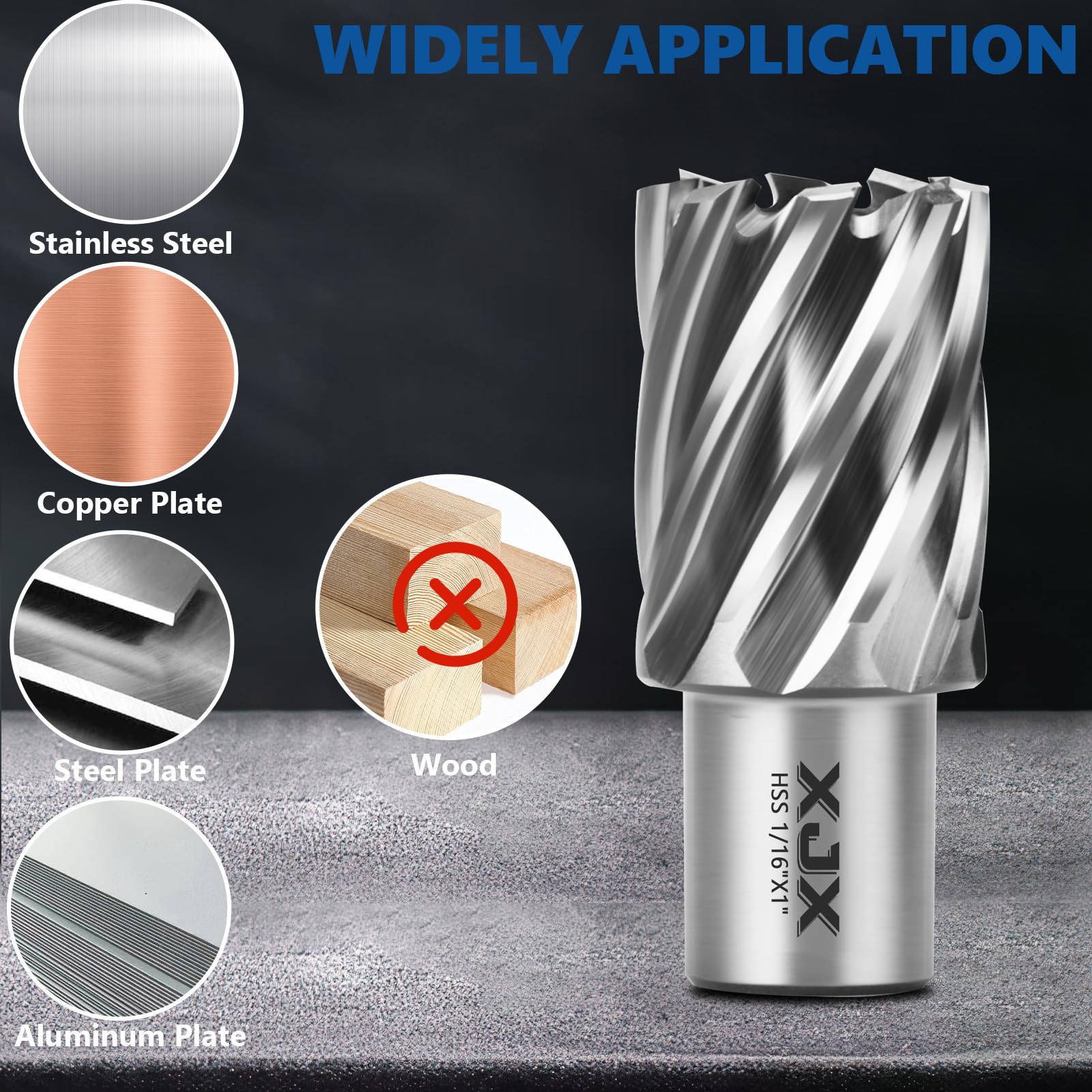 Annular Cutters 8PCS Annular Cutter Set With 3/4 Weldon Shank - Magnetic Drill Bits 1/2 To 1-1/16 Diameter Weldon Shank Cutters - View #3