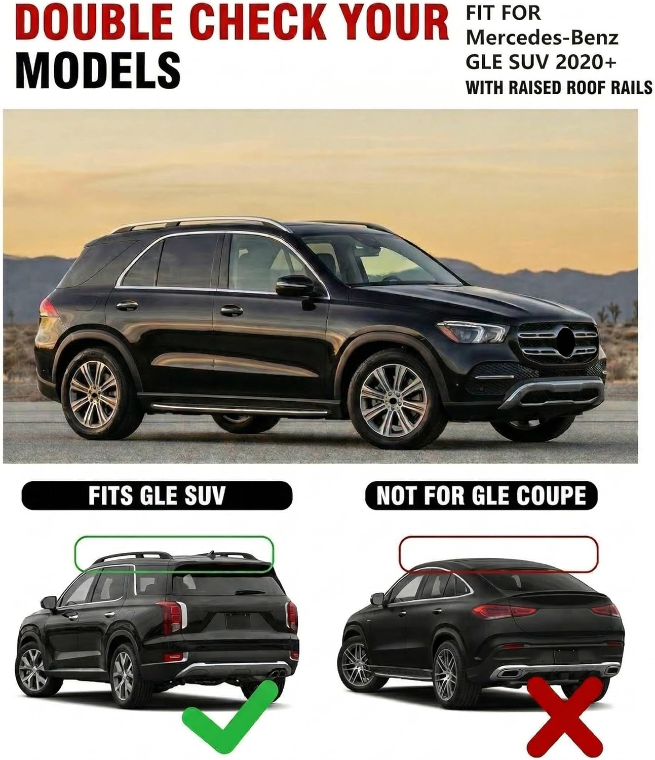 330LBS Roof Rack Cross Bars Fit for 2020-2026 Mercedes-Benz GLE W167 GLE350 GLE450 GLE450e GLE580 GLE43 GLE53 GLE63 AMG S SUV, Rooftop Crossbars Luggage Carrier Cargo Bars Accessories