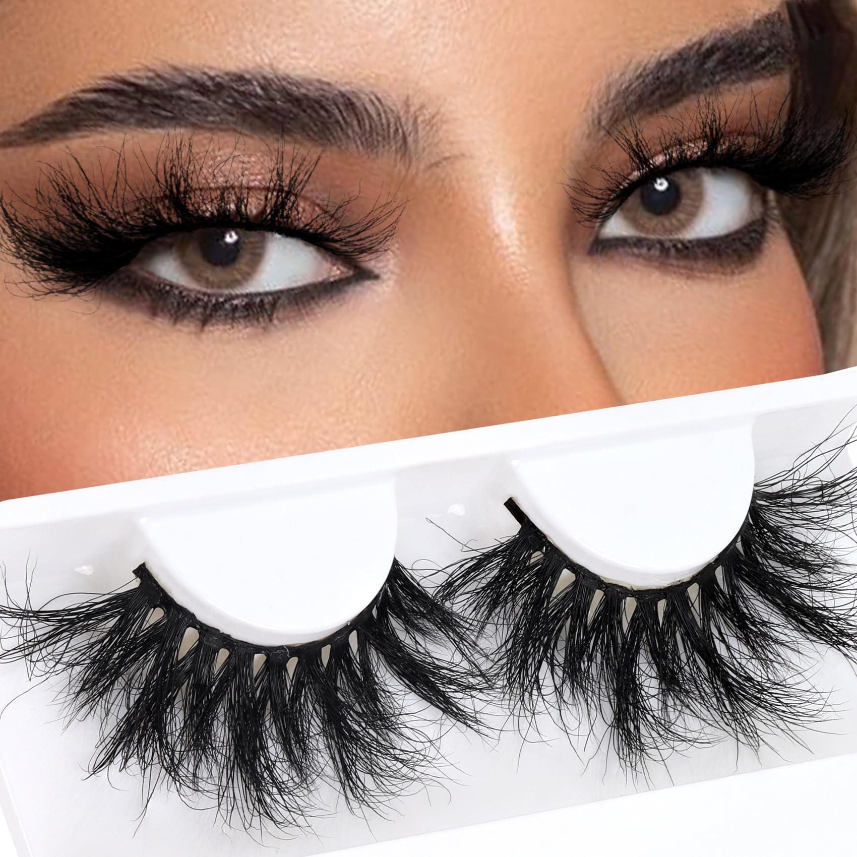 Veleasha High Volume Mink Lashes Cruelty-free 25mm Long 3D Eyelashes Dramatic Look for Makeup (45A)/False Eyelashes