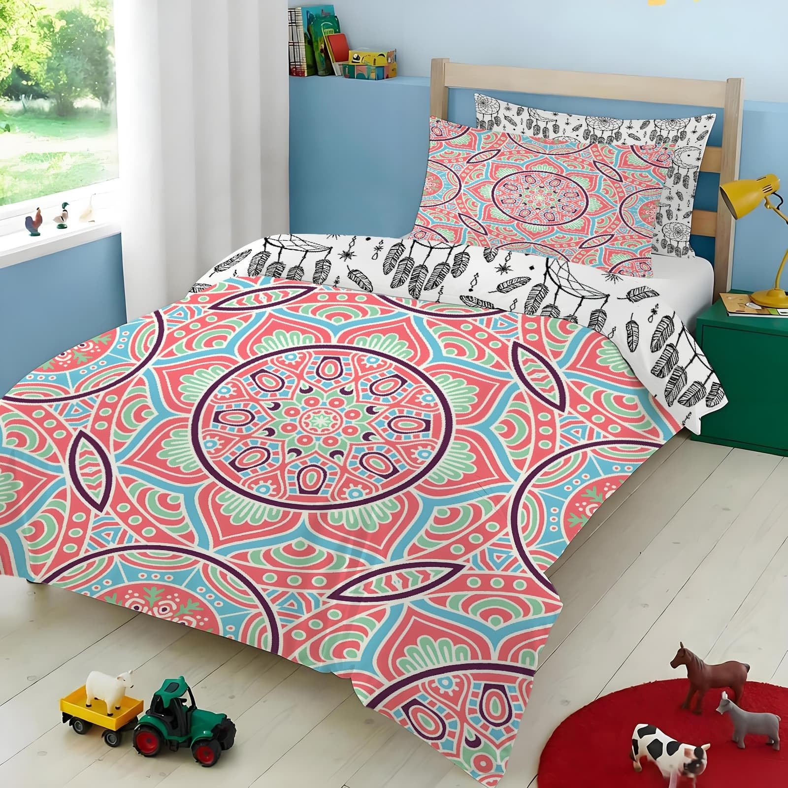 Housse de couette 200x200 respirante contre la chaleur nocturne avec 2 taies 65x65