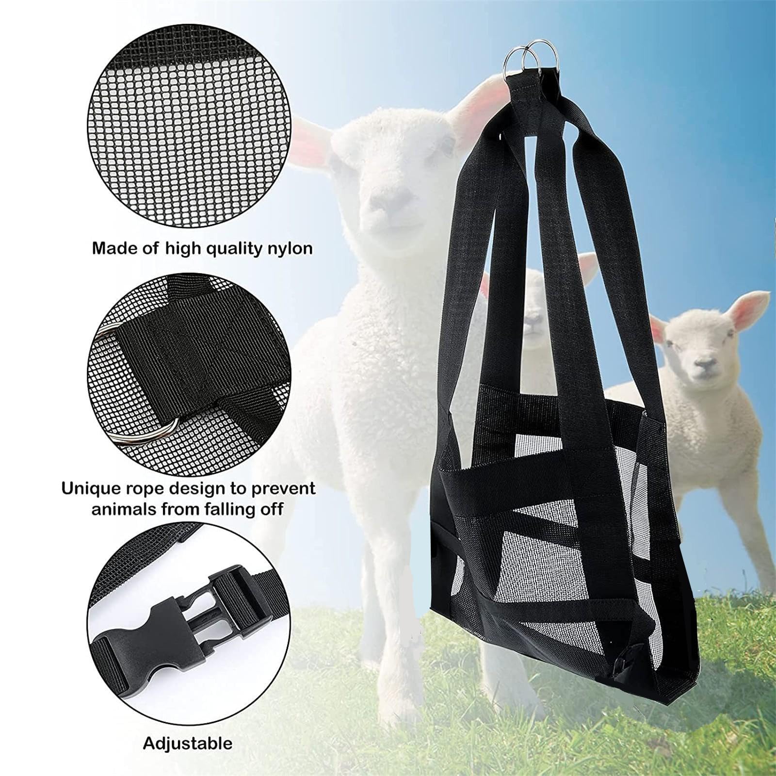 Imbracatura Per Pesatura Bestiame Mumusuki – Capacità 100 Kg, Cinghie Rinforzate, Per Vitelli, Agnelli, Capre, Alpaca (30x48 Cm)