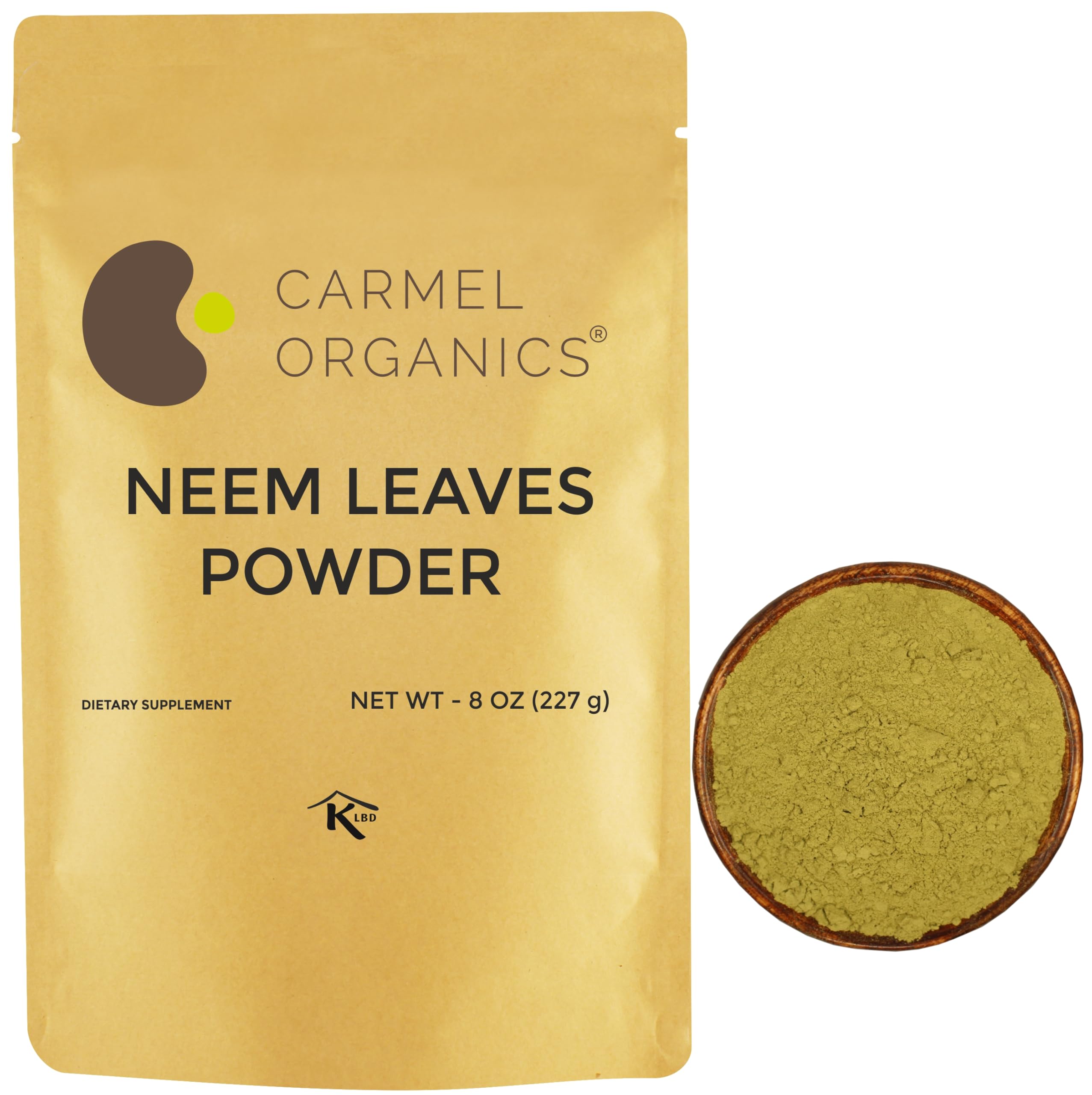 CARMEL ORGANICS Neem Leaves Powder | 8 Oz or 227 Grams | Natural | Non GMO | No Added Preservatives or Additives | Azadirachta Indica Powder