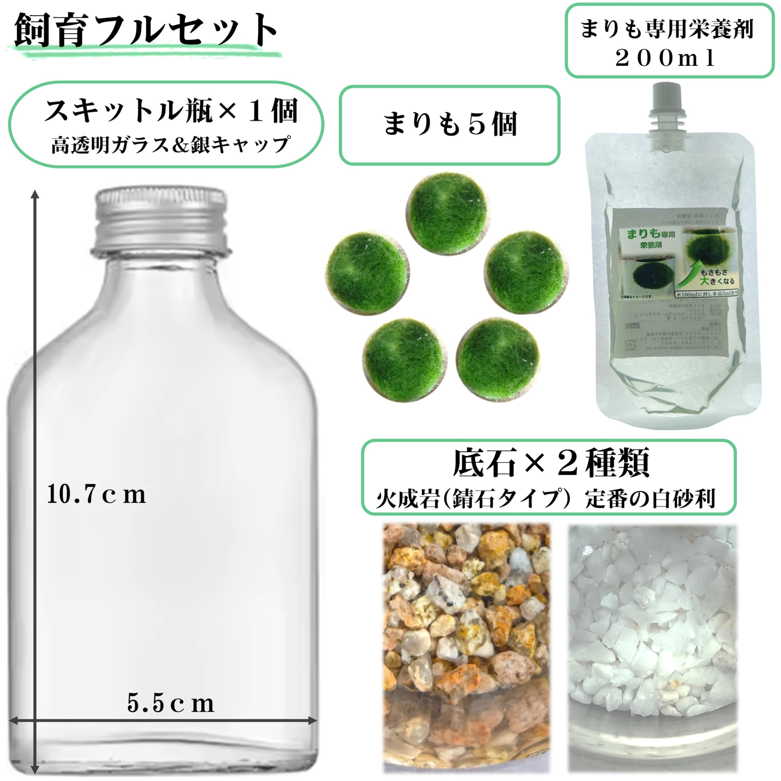 Amazon.co.jp: まりも 5個 スキットル瓶付き まりも栄養剤付き 飼育