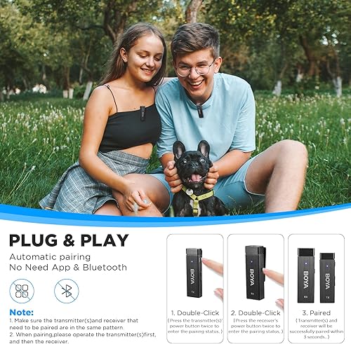 Miniatura 2 de BOYA by-W4 - Micrófono inalámbrico Lavalier Ultracompacto 2.4GHz inalámbrico con clip para cámaras, DSLR, smartphone, grabación de video,