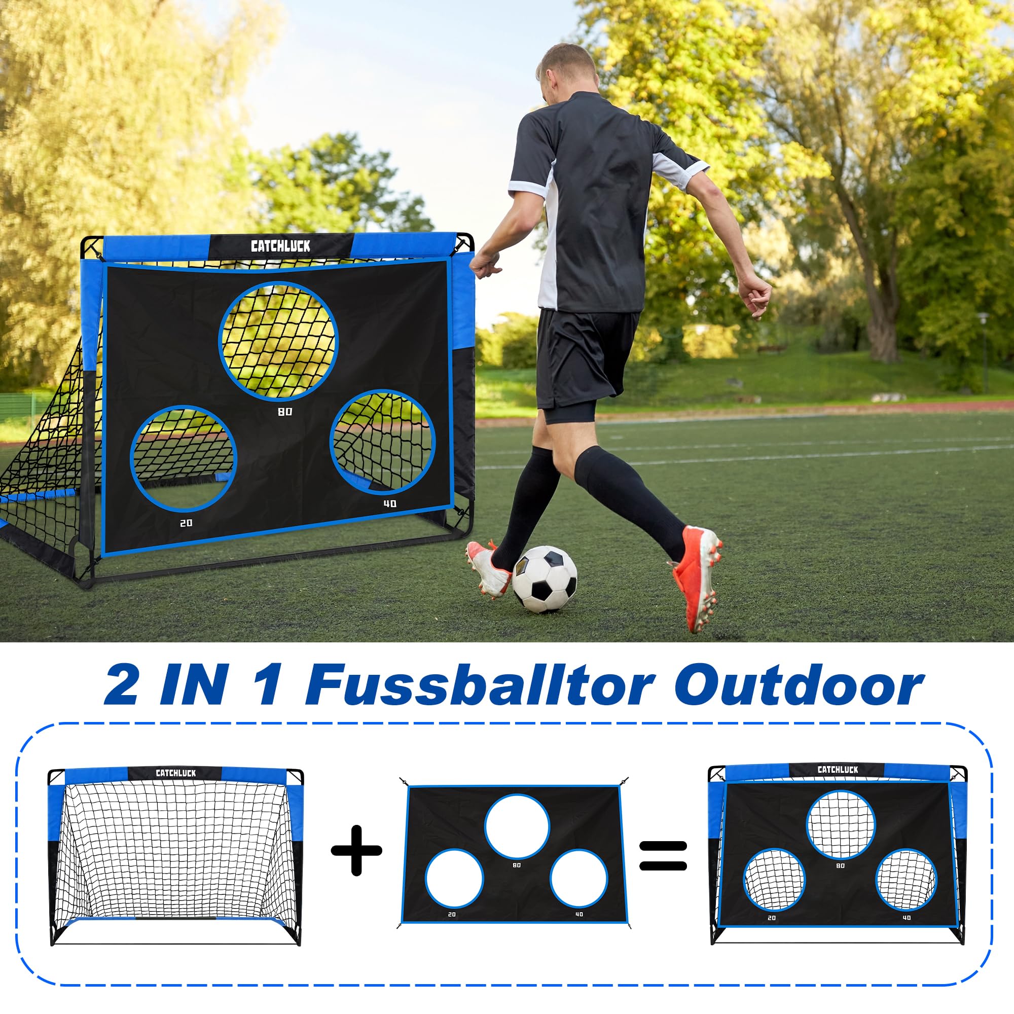 Relaxdays Pop-Up Soccer Goal Set - 2 Folding Goals With Bag, 80x120cm, For Kids & Travel