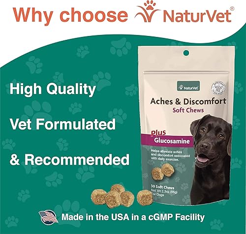 Miniatura 3 de NaturVet Suplemento para perros con glucosamina, apoya la salud de las articulaciones caninas, ayuda a aliviar los dolores de ejercicio, 30