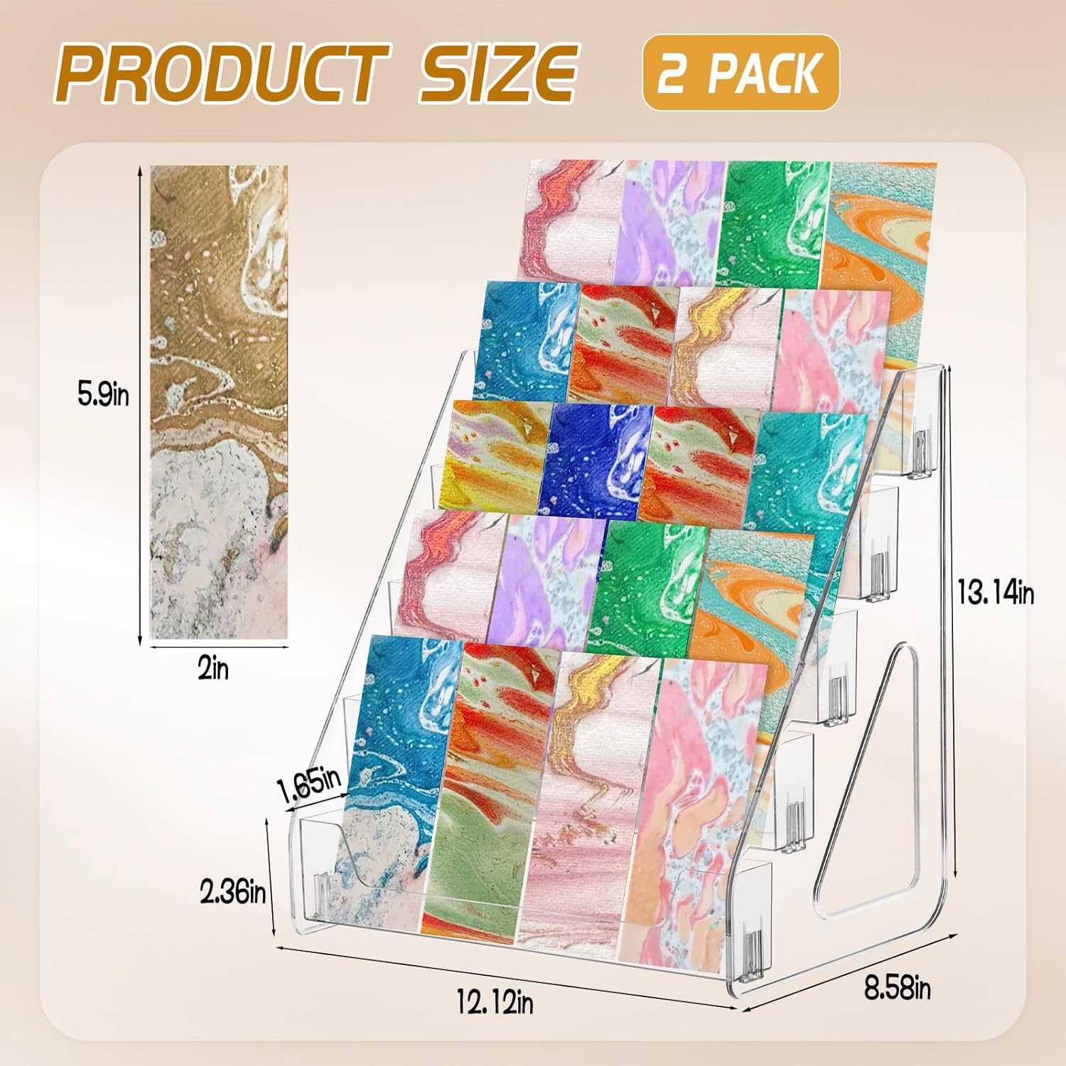 2 Pack 5 Tier Acrylic Bookmark Display Stand for 2. 2'' Bookmark, Portable Sticker Holder Greeting Card Display for Business Vendor, Retail Store Shop