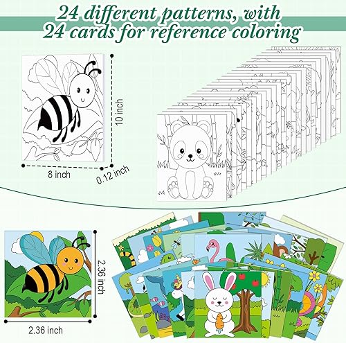 Miniatura 2 de Sherr Juego de 24 lienzos predibujados para pintar para adultos, lienzo preimpreso a granel, sorbo y pintura, paneles estirados, juego de pintura